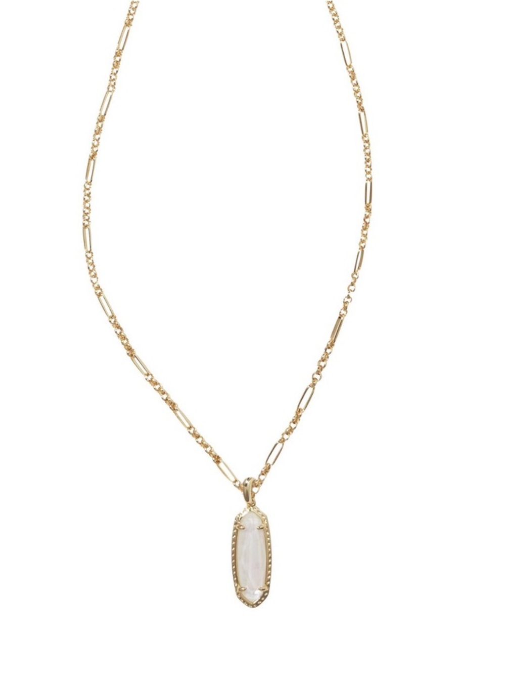 Kendra Scott Eva Pendant Necklace 14K Gold Over Brass White Genuine Shell NWT